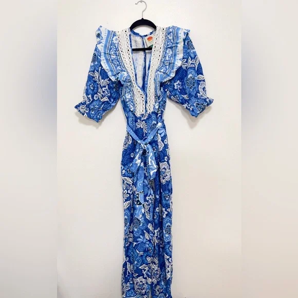 Farm Rio Blue Full Of Flowers Jumpsuit - Picture 4 of 5